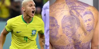 Richarlison tatua rostos de craques e frase enviada a ele por Pelé: ‘Você fez o Brasil sorrir’